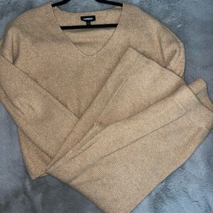 EXPRESS V-neck Sweater Knit Wide Leg Pant Set